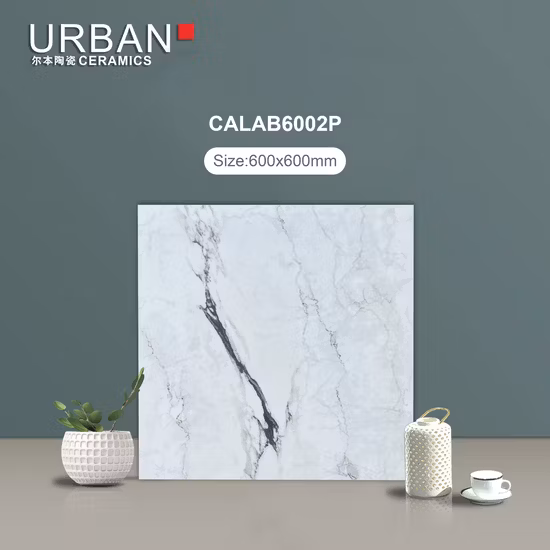 불산 좋은 품질 600X600mm 유리화 전체 유약 광택 도자기 대리석 바닥 벽 타일